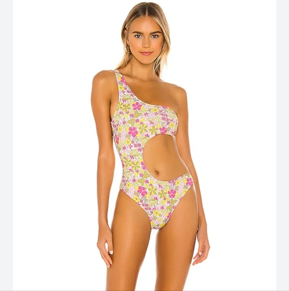 Frankies Bikinis Cash Cutout One Piece In Mai Tai Swimsuit Floral XL EUC